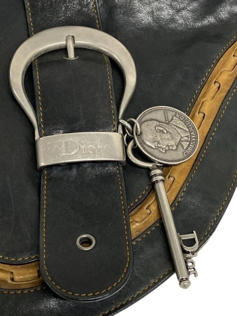 DIOR/ChristianDior Gaucho Black Brown Leather Shoulder Bag - Picture 15 of 15